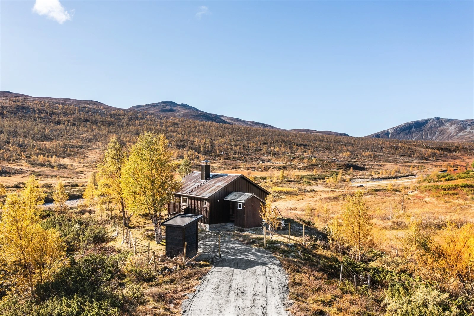 Hytta har sommervei helt frem Galleribilde