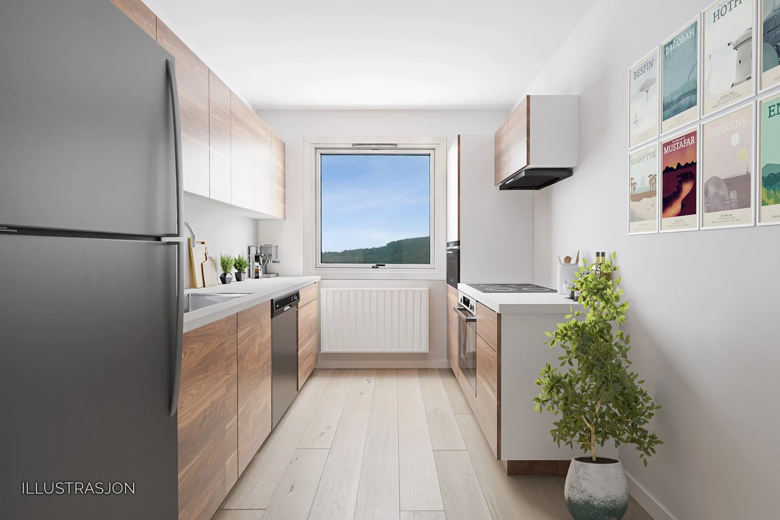 Kjøkken (digitalt stylet/ oppusset - viser mulighetene ved oppussing)