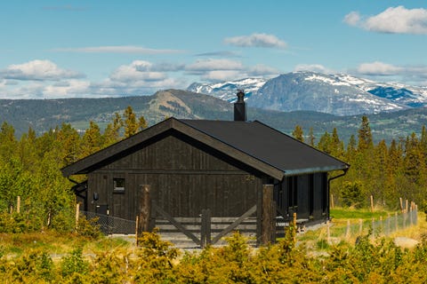 Neubau-Hütte am Golsfjellet mit Bergblick