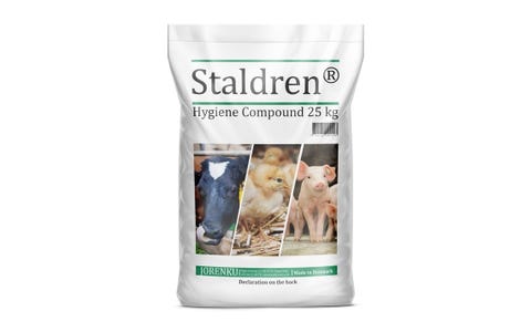 Staldren tørrdesinfeksjonsmiddel 25 kg sekker