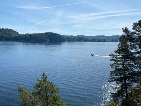 Sjarmerende Sørlandshytte ved sjøen. Privat brygge med båt.