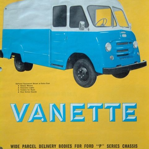 Bil Brosjyre Ford Vanette 50s