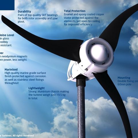 LE-600 vindturbin / vindgenerator / vindmølle 12V/24V/48V