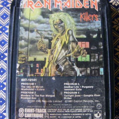 IRON MAIDEN - KILLERS - 8 SPORS KASSETT. MEGET SJELDEN.