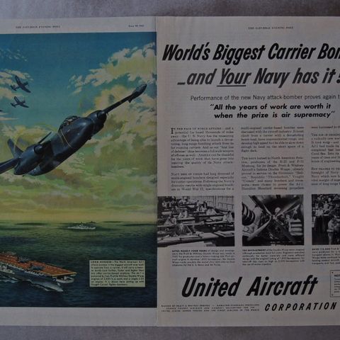 "Worlds Biggest Carrier Bomber -and Your Navy has it! Original plakat 1951