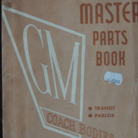 GM Coach Bodies (BUS) Master Parts Book Transit and Parlor body  1950