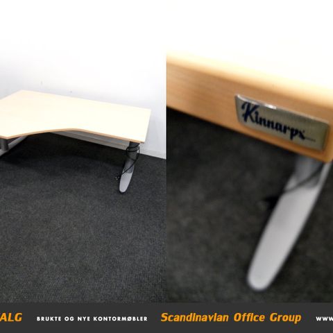Kinnarps elektrisk hev/senk skrivebord (160x120 cm, Bøk) - MIDLERTIDIG UTSOLGT