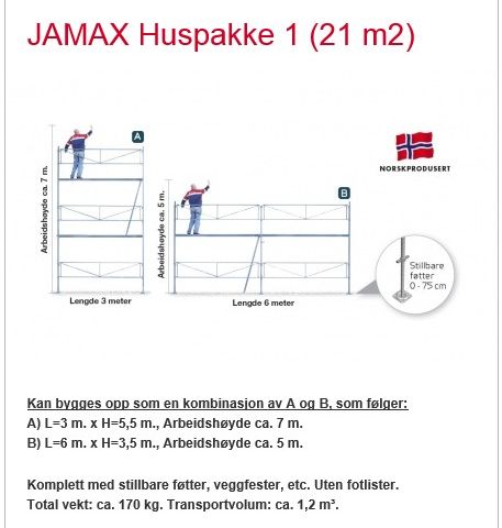 Jamax stillas til leie