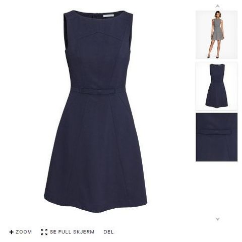 Ny mørkeblå kjole i str 34 til salgs