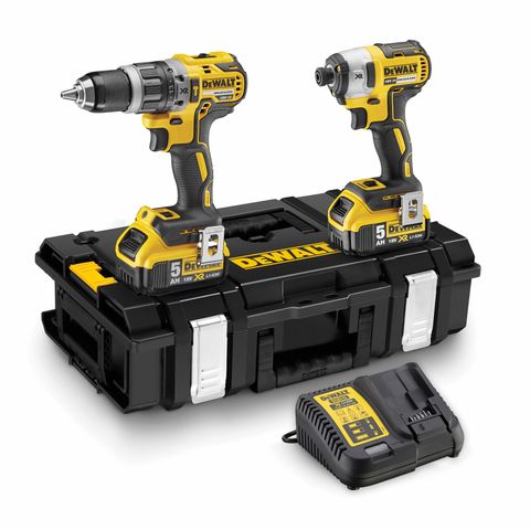 Sjekk prisen! Dewalt DCK266P2 18V Combi drill og slagtrekker børsteløs kit