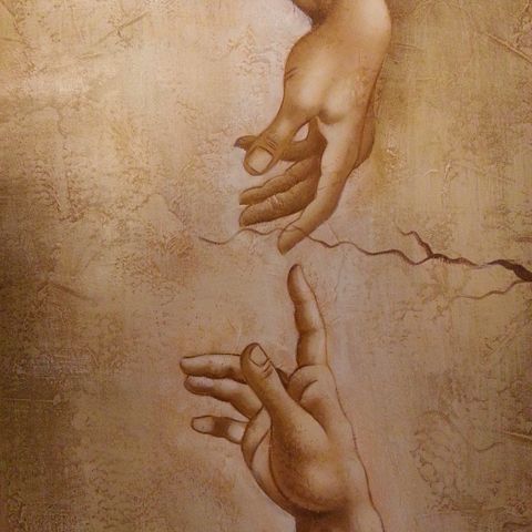 Flyyttesalg - oil paintings uten kram - 'Hand of God' - canvas size 55 x 70cm