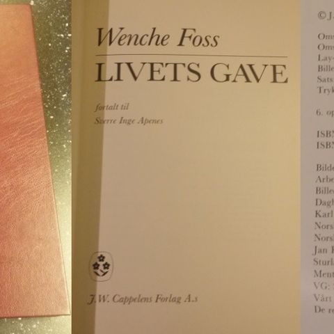 Bok - Wenche Foss - Livets Gave (1984) selges rimelig