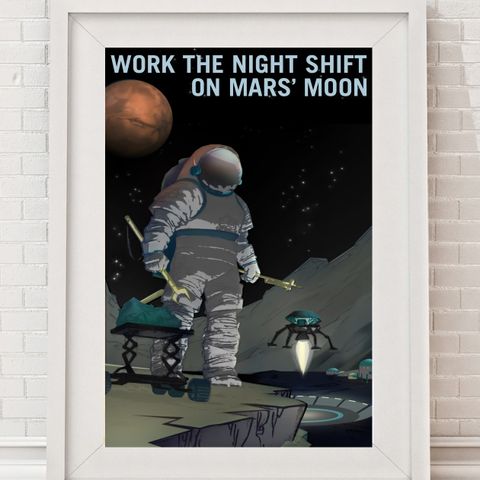 Mars - Night Shift Workers Wanted - Nasa Vintage Rekruttering Plakat