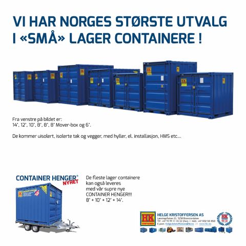 NORGES STØRSTE UTVALG AV "SMÅ" LAGER CONTAINERE!