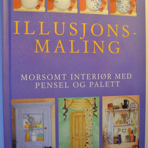 Illusjonsmaling Trompe l'oeil Morsomt interiør med pensel og palett . trn 120