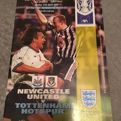Newcastle United vs Tottenham Hotspur fotballprogram Semi-finale i FA cupen 1999