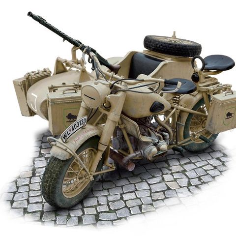 Italeri plastbyggesett 1/9 BMW R75 German Military Motorcycle with Sidecar