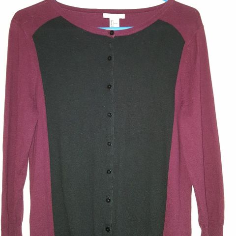 Tynn cardigan burgunder / plomme-, kirsebær farge. Ermer 3/4. H&M.