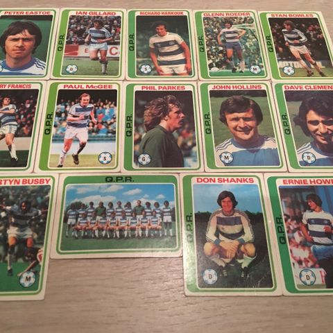 Queens Park Rangers komplett sett 14 stk Topps 1979 fotballkort