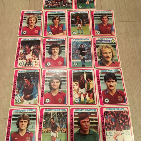 Aston Villa - komplett sett 18 stkTopps 1979 fotballkort