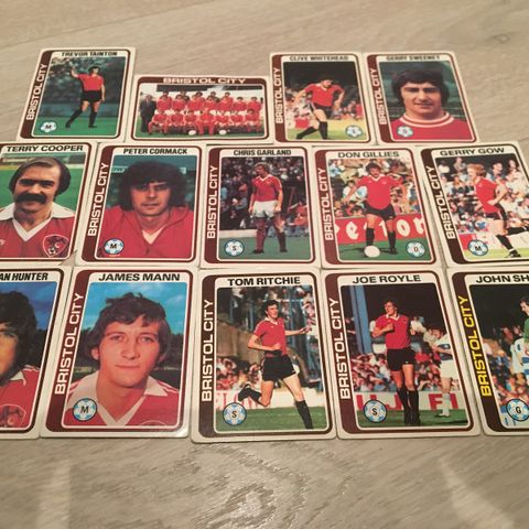 Bristol City - komplett sett 14 stkTopps 1979 fotballkort