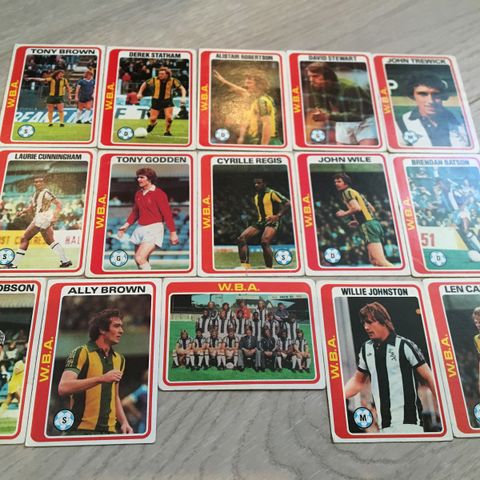 West Bromwich Albion Topps 1979 komplett sett - 15 stk fotballkort