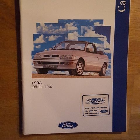 Brosjyre Ford Cars 1993 Ed. Two