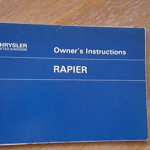 Instruksjonsbok Chrysler Sunbeam Rapier