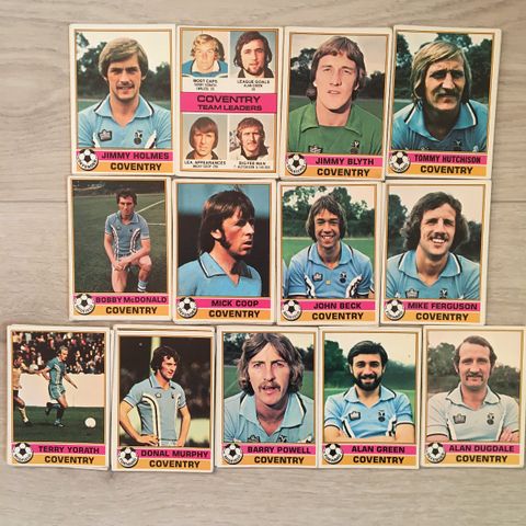 Coventry City -  komplett sett 13 stk Topps 1977 fotballkort