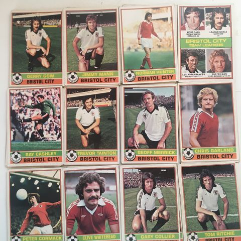 Bristol City -  komplett sett 12 stk Topps 1977 fotballkort