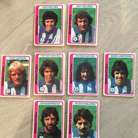 Brighton and Hove Albion - komplett sett 8 stk Topps 1979 fotballkort