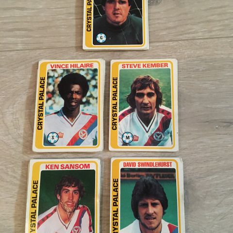 Crystal Palace - komplett sett  5 stk Topps fotballkort 1979