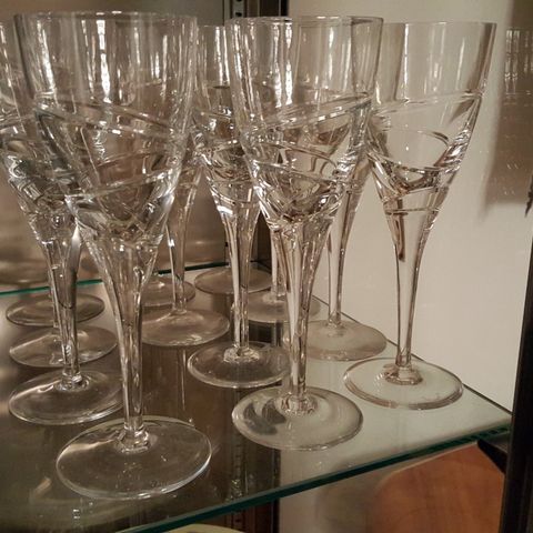 12 Crystal Glasses - modern, geometric