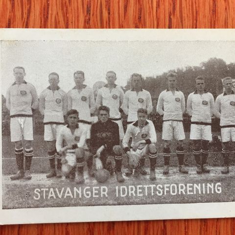 Stavanger Idrettforening fotballkort fra 1930 Tiedemanns Tobak selges sjeldent!