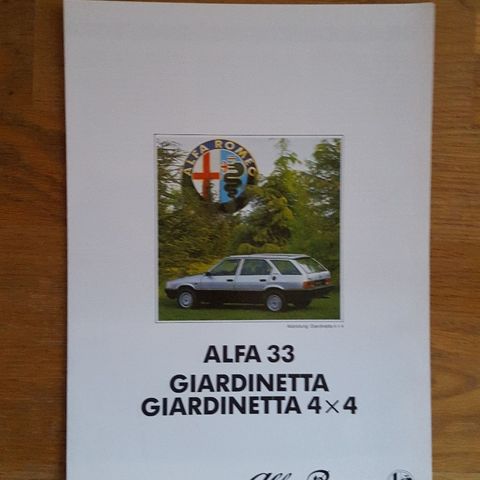 Brosjyre Alfa Romeo 33 Giardinetta 1986