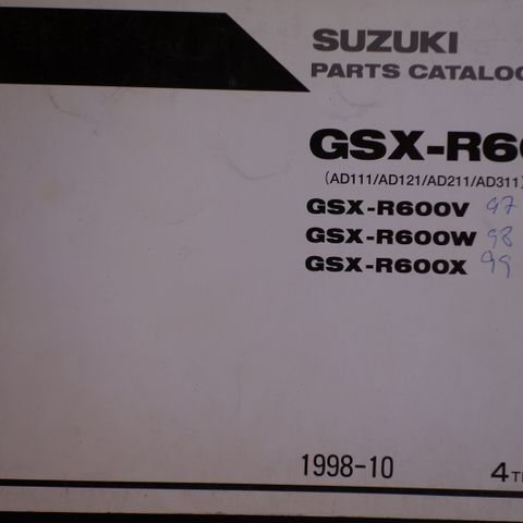 SuzukiGSX-R600 Original Parts Catalog 1998-10