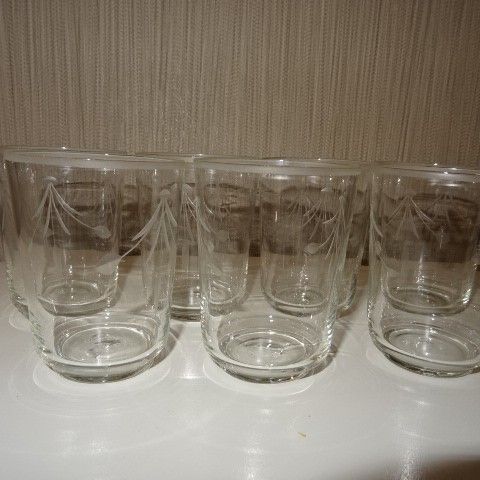 7 gamle retro håndslipte farrisglass #33