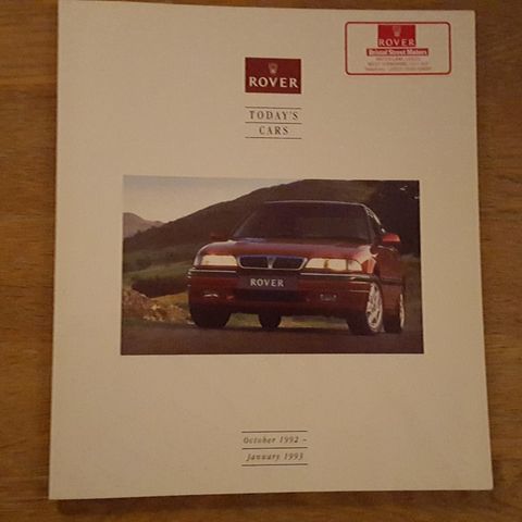 Brosjyre Rover modellprogram 1993 (Oct 1992-Jan 93)