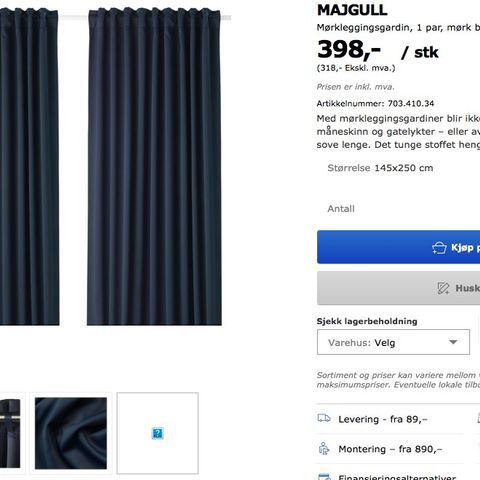 Mørkleggingsgardiner fra IKEA. 2 mørk lilla. Ubrukt