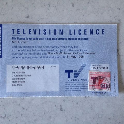 Rare British TV Licence Stamp