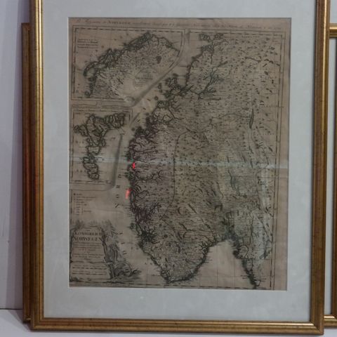2 stk gamle kart av Norge og England flott innramming stk Nytt pris