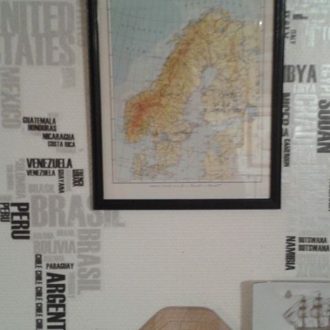 NORDEN. Innrammet geografisk kart fra 1950-60-tallet.