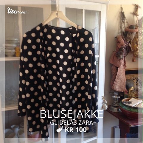 Blusejakke brukt 2-3g Zara med glidelås polka dot str L