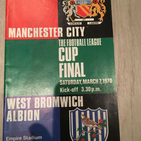 West Bromwich Albion mot Manchester City ligacupfinale 1970 - porto inkludert