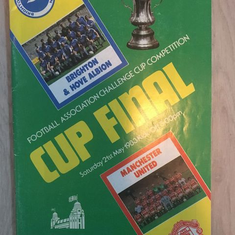 Manchester United mot Brighton & Hove Albion FA cupfinale 1983 fotballprogram