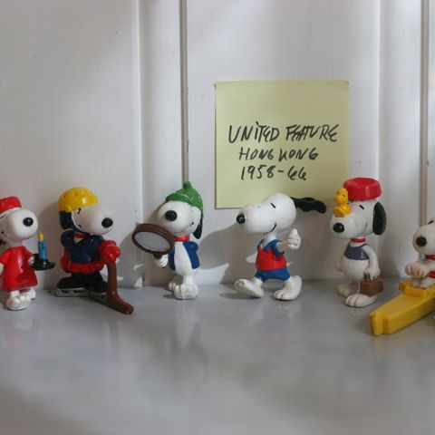 Snoopy figurer i PVC fra 1950-70 tallet.