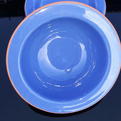 Blå keramikk skål liten og beger