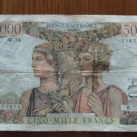 5000 Francs Terre et Mer 1951