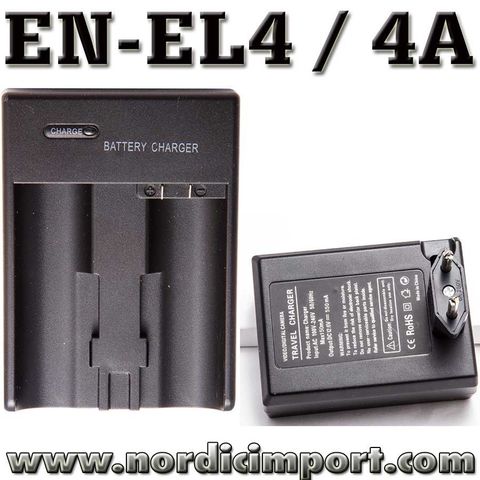 Batterilader til Nikon: EN-EL4 & EN-EL4A D300/D700/D3 3S/3X/D2