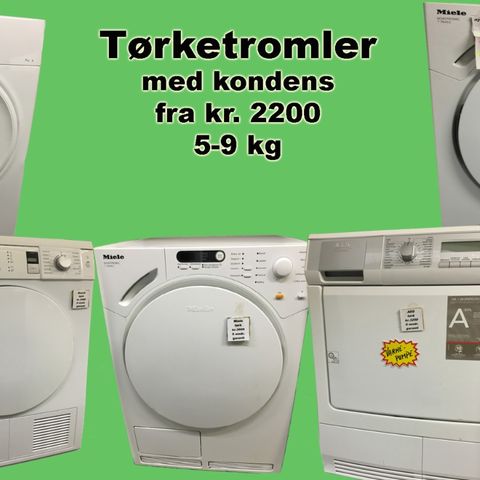 BRUKTE; Tørketromler fra kr.2498 - 2 ÅRS Ombrukt Garanti